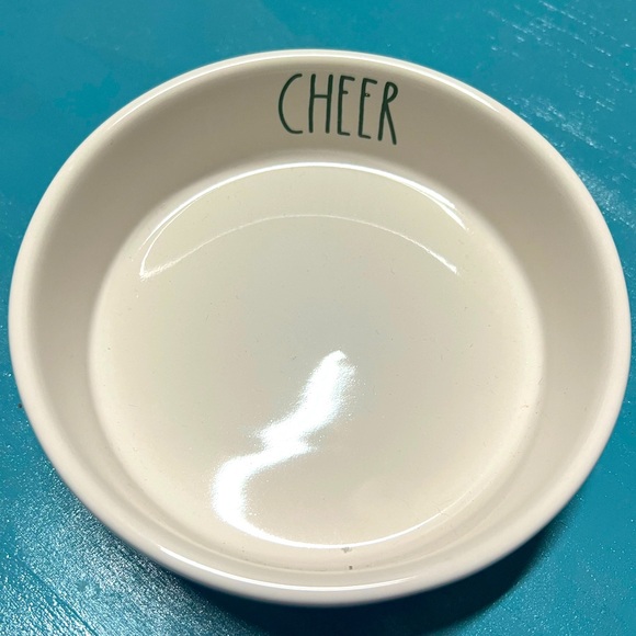 Rae Dunn Festive Ceramic Dish with Green Trees and Paws - Picture 2 of 3